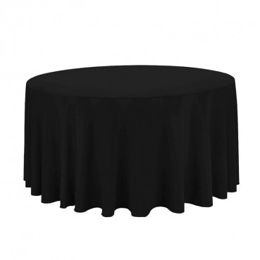 Polyester Tablecloth - 132" Round - Black