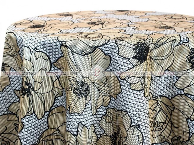 POLY PRINT BIG LACE FLORAL TABLE LINEN - BUTTERCUP