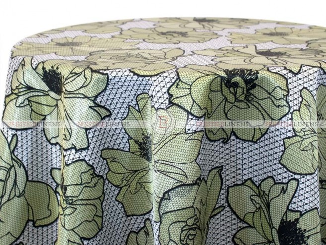 POLY PRINT BIG LACE FLORAL TABLE LINEN - CLOVER