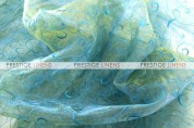 Organza Swirl Table Linen - Teal/Gold